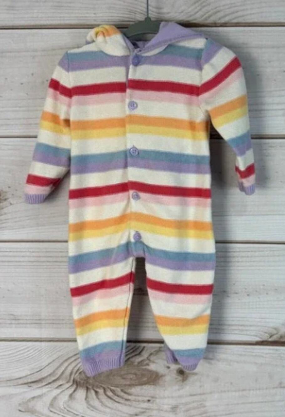 Monica + Andy Apres Ski Romper in Pastel Stripes - Size 9-12 Months